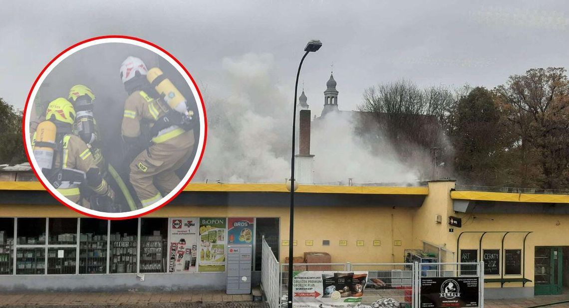 Pożar kotłowni sklepu wielobranżowego w Polskiej Cerekwi. Szybka akcja strażaków. ZDJĘCIA