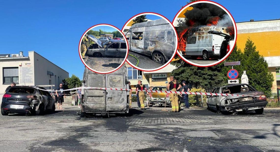 Pożar samochodów na pl. Jana Surzyckiego w Kędzierzynie-Koźlu. ZDJĘCIA