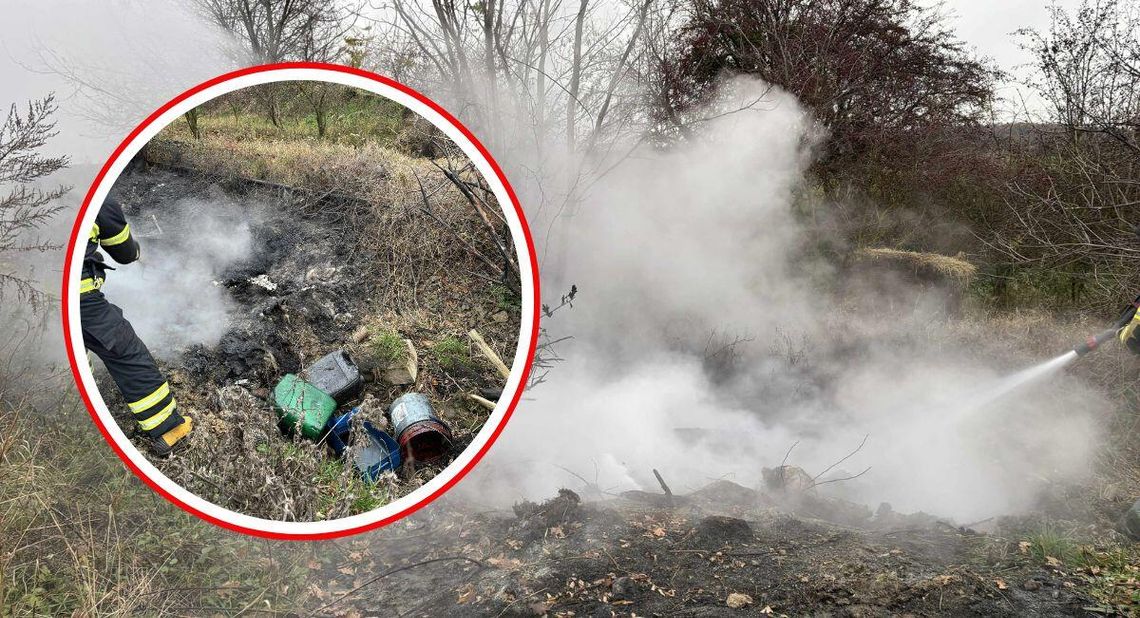 Pożar w Polskiej Cerekwi. Ktoś podpalił śmieci i kanistry