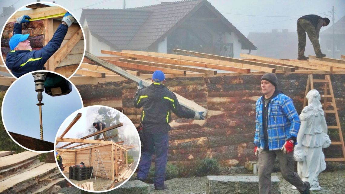 Pełną parą idą prace przy budowie żywej szopki bożonarodzeniowej w Dziergowicach. ZDJĘCIA