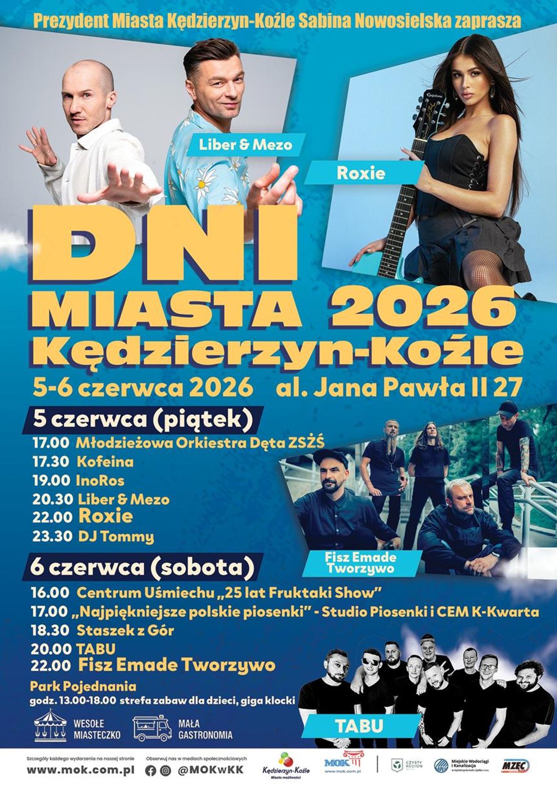 Program Dni Kędzierzyna-Koźla 2026. Gwiazdami Roxie, Liber i Mezo oraz Fisz Emade Tworzywo