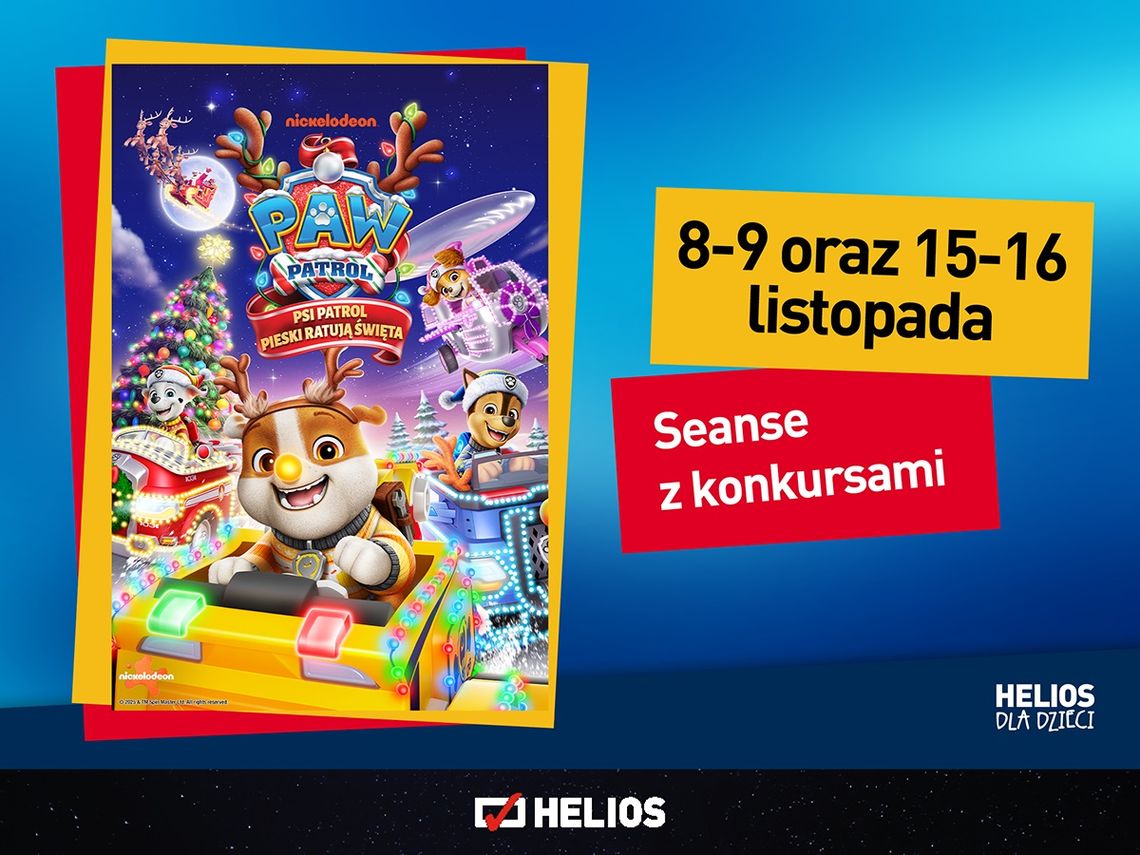 Psi Patrol. Pieski ratują święta. Seanse z konkursami w Heliosie