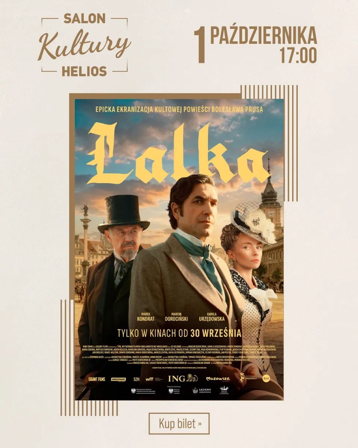 Salon Kultury w Kinie Helios. Seans specjalny filmu "Lalka" Salon Kultury w Kinie Helios. Seans specjalny filmu "Lalka"