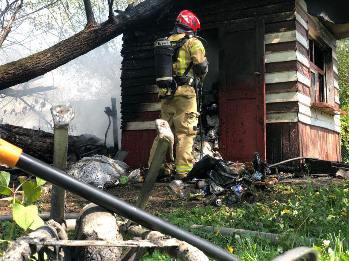 Strażacy w akcji - pożar drewnianego budynku przy ulicy Portowej Strażacy w akcji - pożar drewnianego budynku przy ulicy Portowej