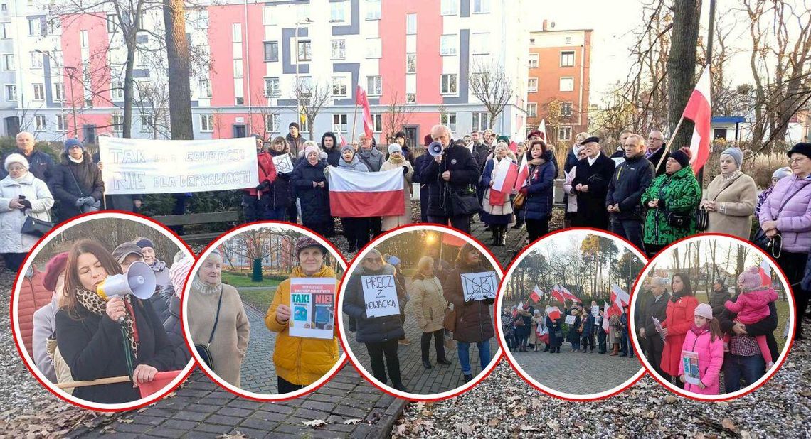 "Tak dla edukacji, nie dla deprawacji". Ponad 150 osób manifestowało w Kędzierzynie-Koźlu. ZDJĘCIA