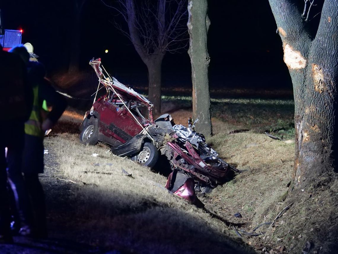 Tragiczny wypadek na DK 38. Samochód wbił się w drzewo. Nie żyje kierowca