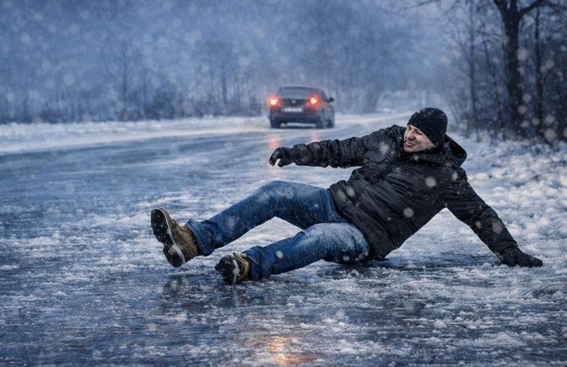 Uwaga, może być bardzo ślisko na drogach i chodnikach!