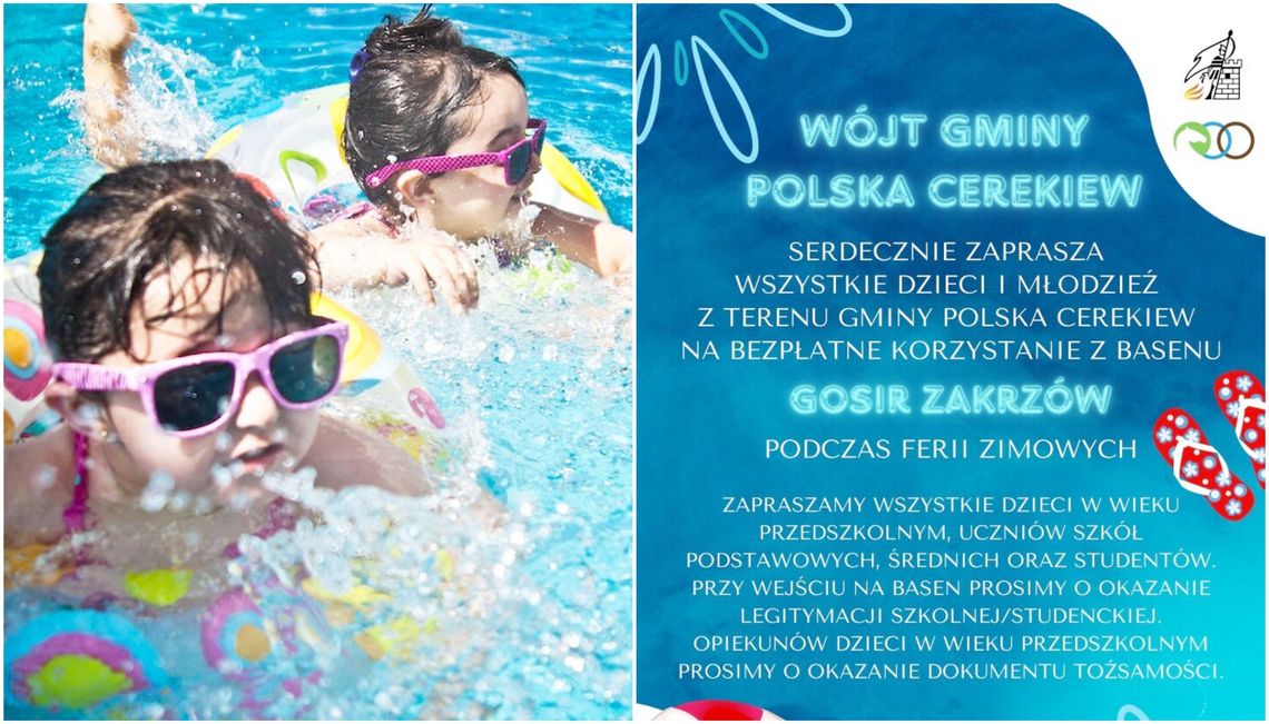 W ferie basen w Zakrzowie za darmo dla młodych z gminy Polska Cerekiew