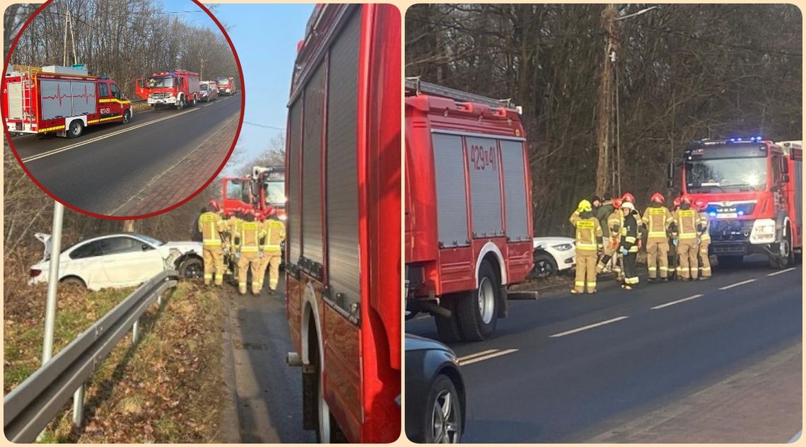 W Starym Koźlu kierujący BMW wpadł w poślizg i zakończył jazdę w rowie. ZDJĘCIA