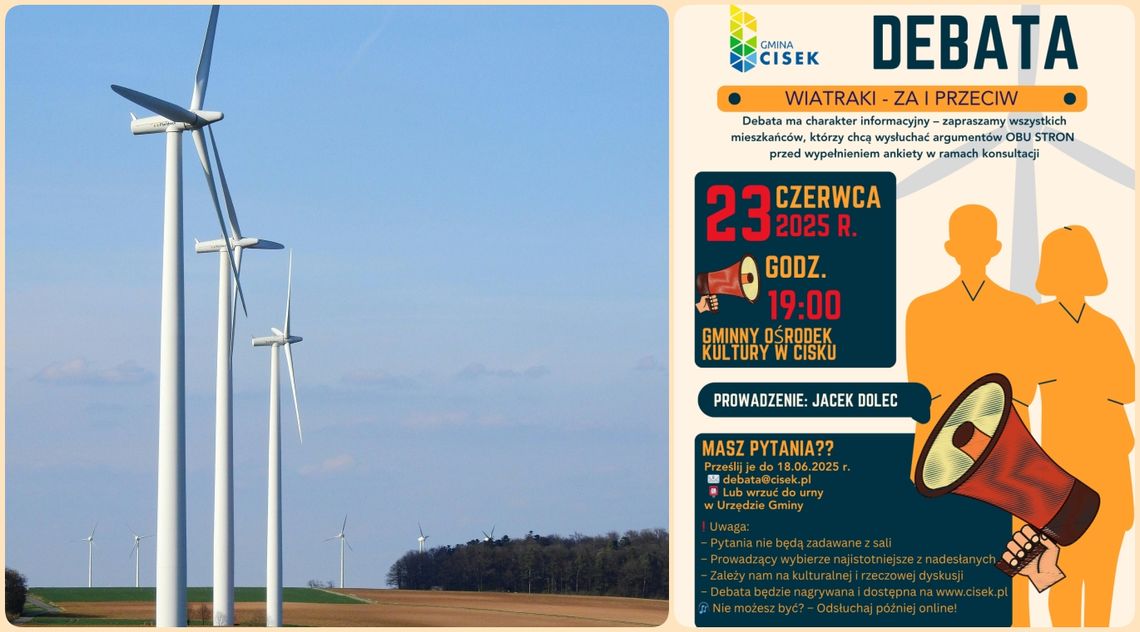 Wiatraki - za i przeciw. W Cisku odbędzie się otwarta debata społeczna