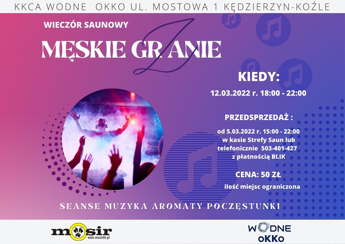 Wieczór saunowy "Męskie granie" w Wodnym oKKu