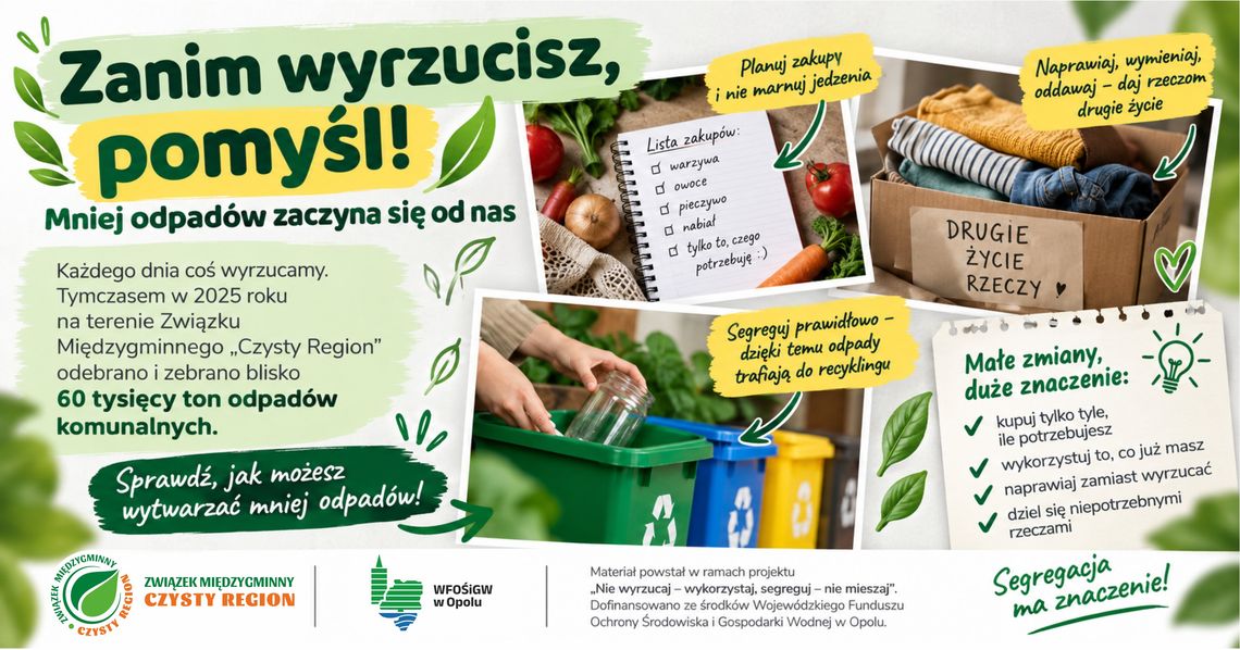 Zanim wyrzucisz, pomyśl! Mniej odpadów zaczyna się od nas
