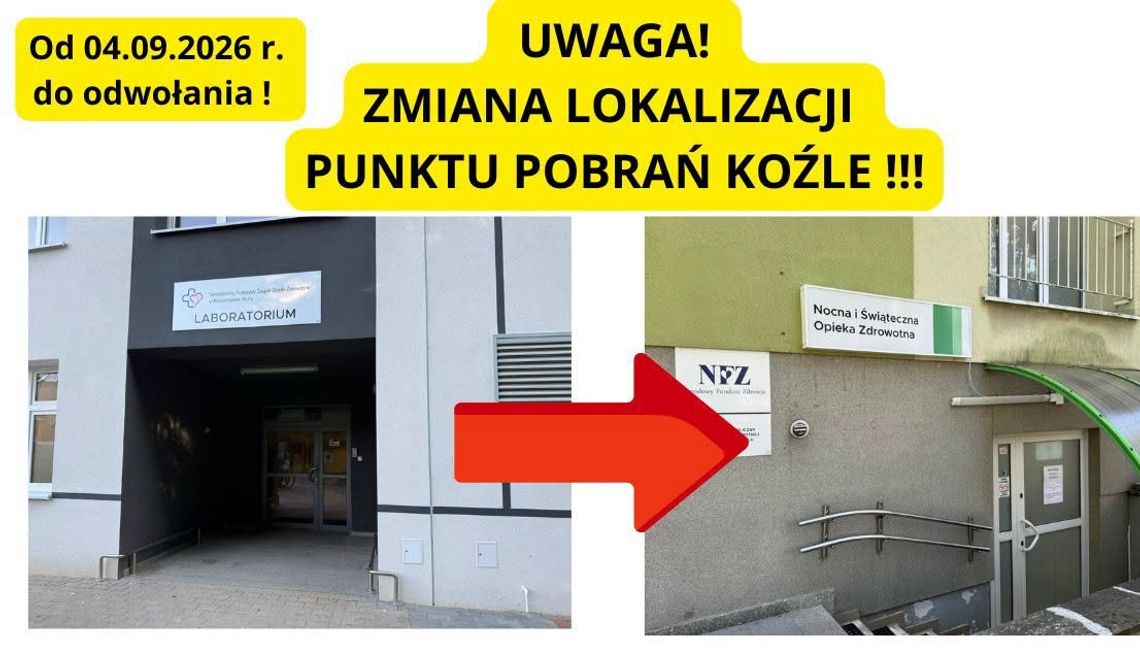 Zmiana lokalizacji Punktu Pobrań Koźle Zmiana lokalizacji Punktu Pobrań Koźle