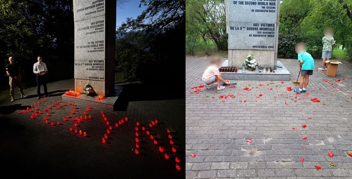 Zniszczono znicze pod Pomnikiem Pojednania w Kędzierzynie-Koźlu