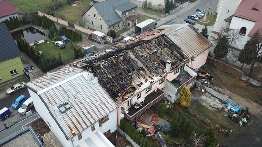 Zniszczenia po pożarze w Bierawie