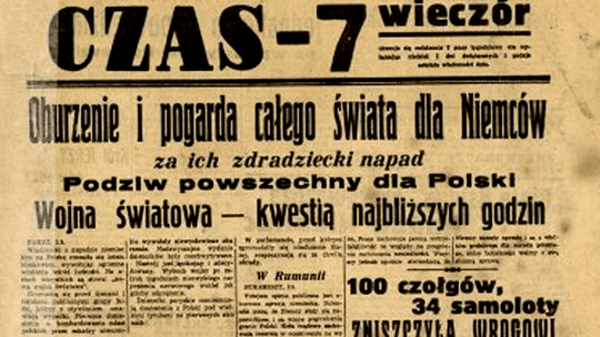 Pierwsze strony gazet z 1 września 1939 roku 