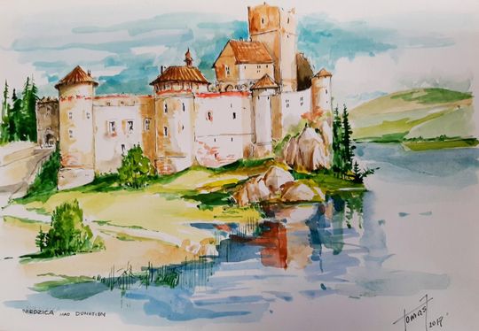 Jerzy Tomasikiewicz - Zamek w Niedzicy - 2017 r. akwarela