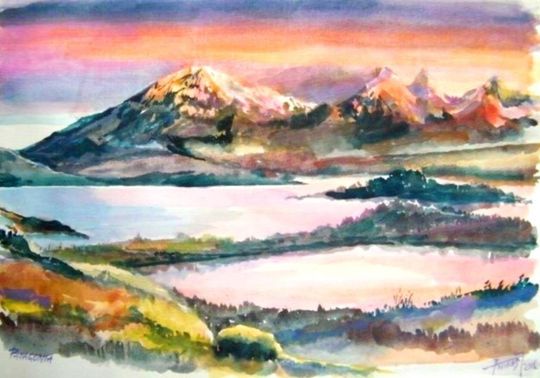 Jerzy Tomasikiewicz - "Patagonia” 2016 r.  akwarela