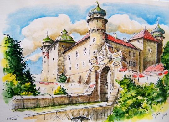 Jerzy Tomasikiewicz - Wiśnicz 2017 r. akwarela