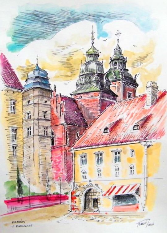 Jerzy Tomasikiewicz - „Kraków Kanonicza 3” - 2016 r. akwarela