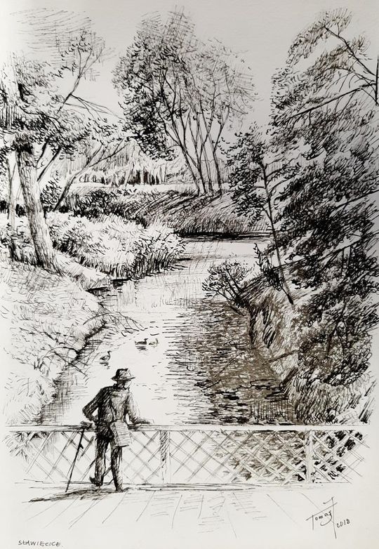 Artysta uwiecznił też uroczy zakątek Sławięcic, gdzie spędził ostatnie miesiące swojego życia