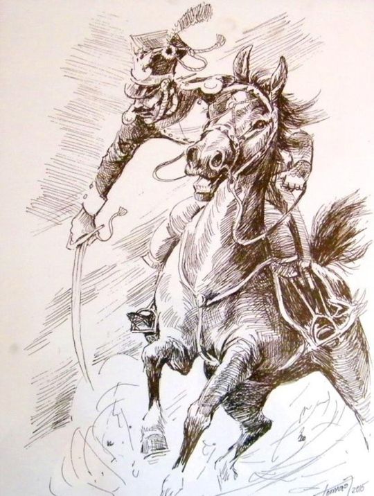 Jerzy Tomasikiewicz uwielbiał malować konie. Na zdjęciu "Szarża" z 2015 roku