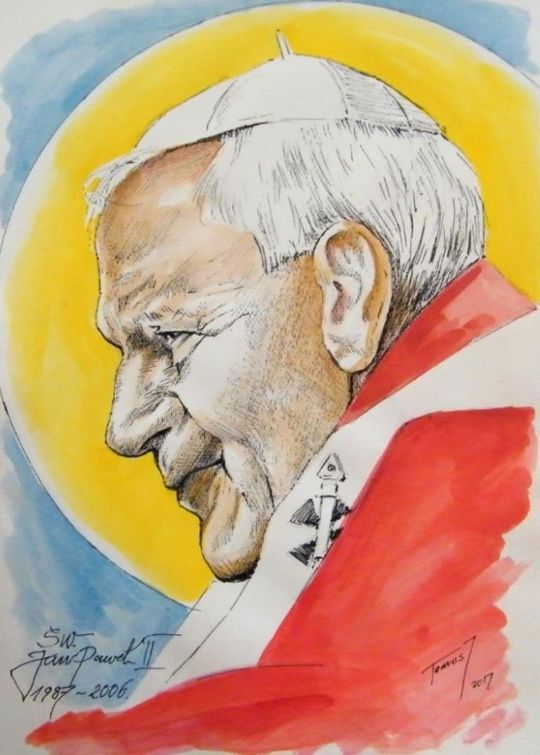 Jerzy Tomasikiewicz - Jan Paweł II - 2016 r. akwarela