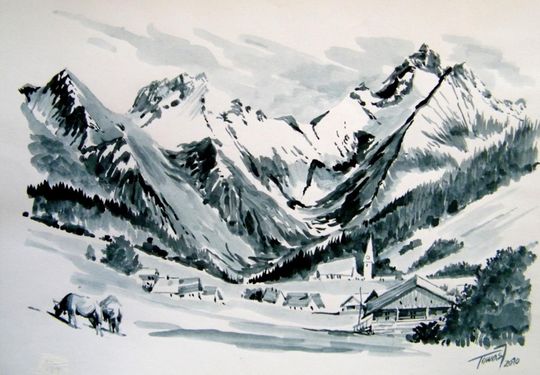 Jerzy Tomasikiewicz - "Przełęcz Tatrzańska" - 2016 r. akwarela